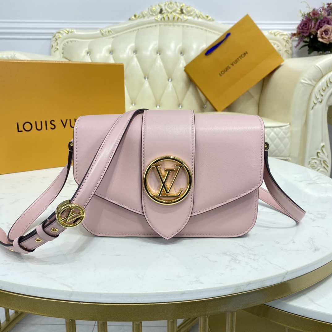 Louis Vuitton LV PONT 9 SOFT Smooth calfskin Shoudler Bag M57325 Himalaya Pink